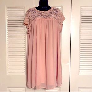 Pink Chiffon and Lace Dress